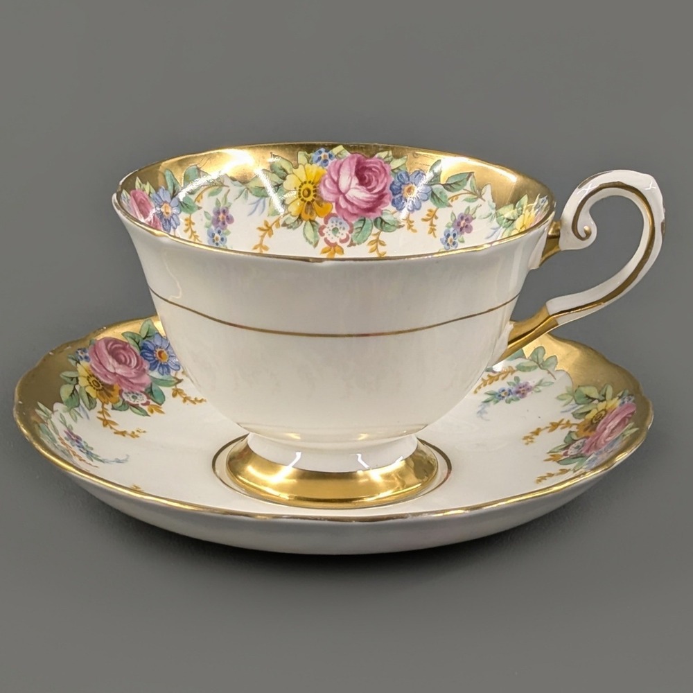 Tuscan Fine English Bone China Garland Floral Tea Cup and Saucer Set Replacement